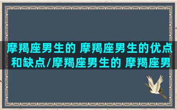 摩羯座男生的 摩羯座男生的优点和缺点/摩羯座男生的 摩羯座男生的优点和缺点-我的网站